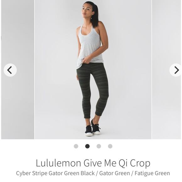 Lululemon Womens Green Gator Give Me Qi Cyber Crop 21” Size 6 Stretch Gym Yoga - Picture 1 of 6